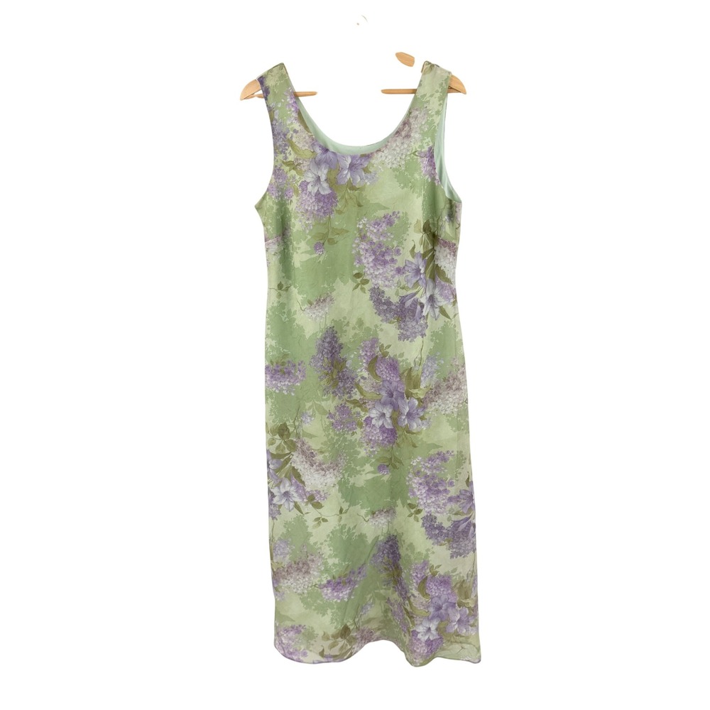 Vintage 90s R&K Originals Dress Size 14 Floral Chiffon Sleeveless Fairy Cottage